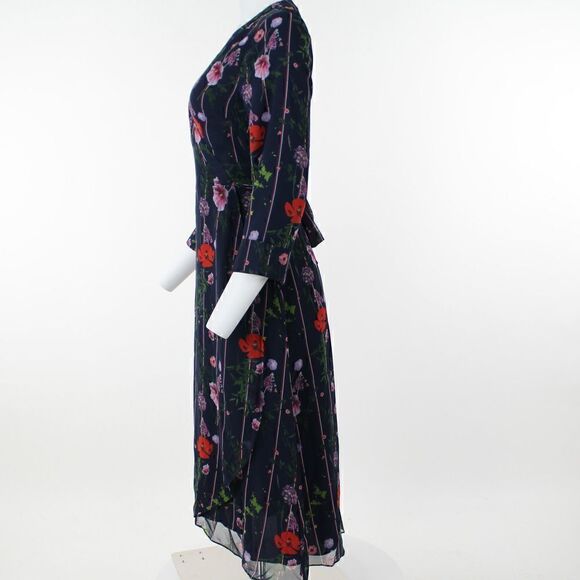 Ted Baker London Hedgerow Floral Stripe Long Sleeve Wrap Dress - Picture 3 of 5